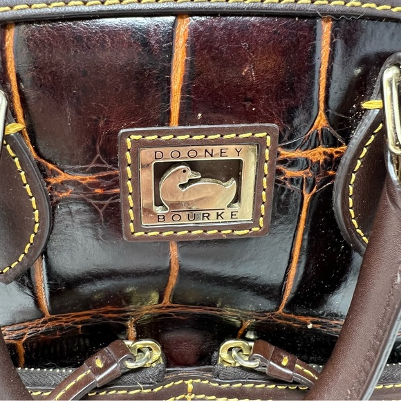 Dooney & Bourke Dillen Crocodile Bag Double Pocket Satchel Reptile Embossed - Picture 3 of 14